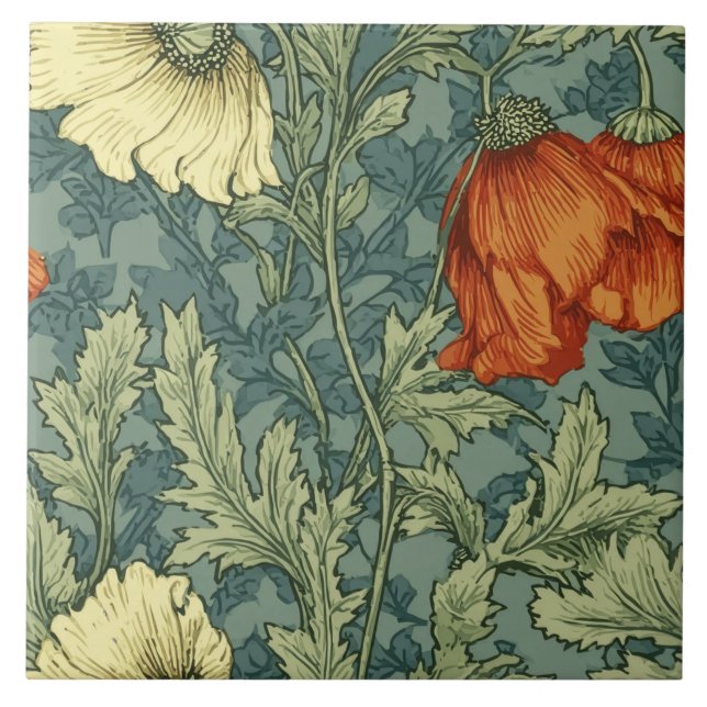William Morris Anemone Blumige Fliese (Vorderseite)