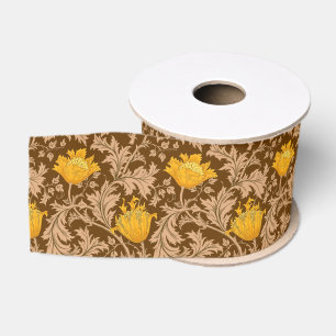 William Morris Anemone, Brown and Mustard Gold Ripsband