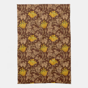 William Morris Anemone, Brown und Mustard Gold Geschirrtuch