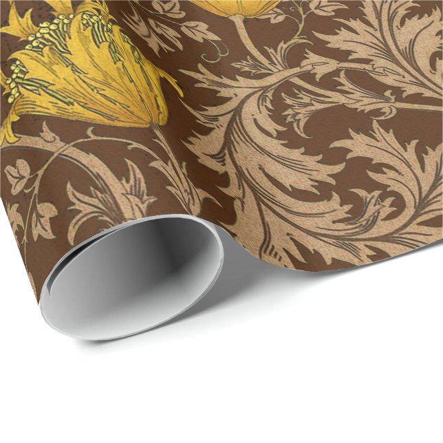 William Morris-Anemone, Brown und Senf-Gold Geschenkpapier (Rolleneckpunkt)