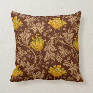 William Morris-Anemone, Brown und Senf-Gold Kissen