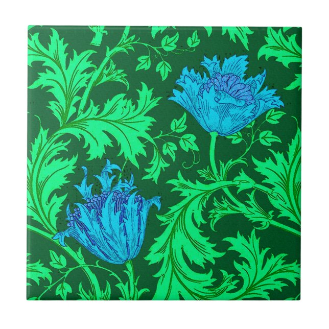 William Morris Anemone, Emerald Green und Blue Fliese (Vorderseite)