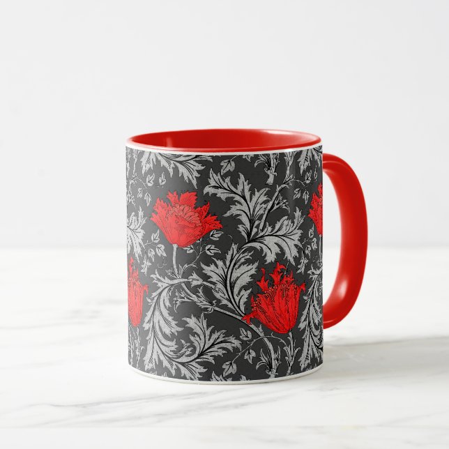 William Morris Anemone, Grau/Grau/Rote Tasse (VorderseiteRechts)