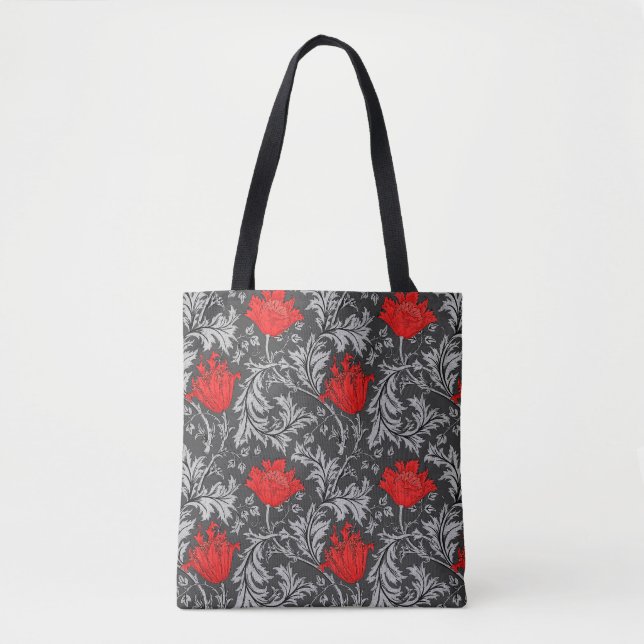 William Morris Anemone, grau / grau und rot (Vorderseite)