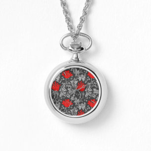William Morris Anemone, grau / grau und rot Armbanduhr