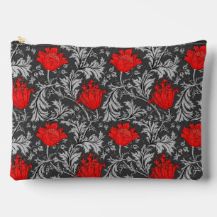 William Morris Anemone, grau / grau und rot Zubehörtasche