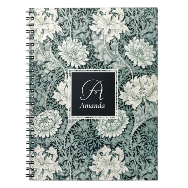 William Morris Anemone Muster mit Monogram Notizblock (Vorderseite)