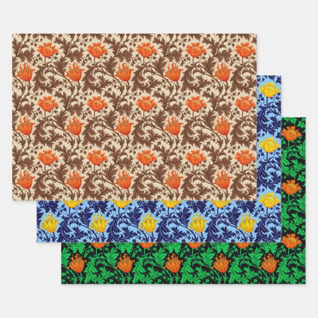 William Morris Anemone, Rust, Gold, Black Geschenkpapier Set (Set)