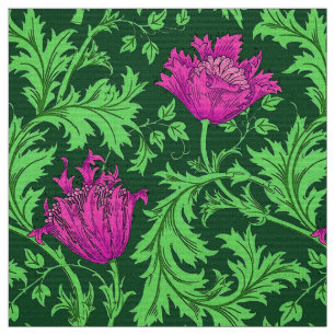 William Morris-Anemone, Smaragdgrün und Fuchsie Stoff