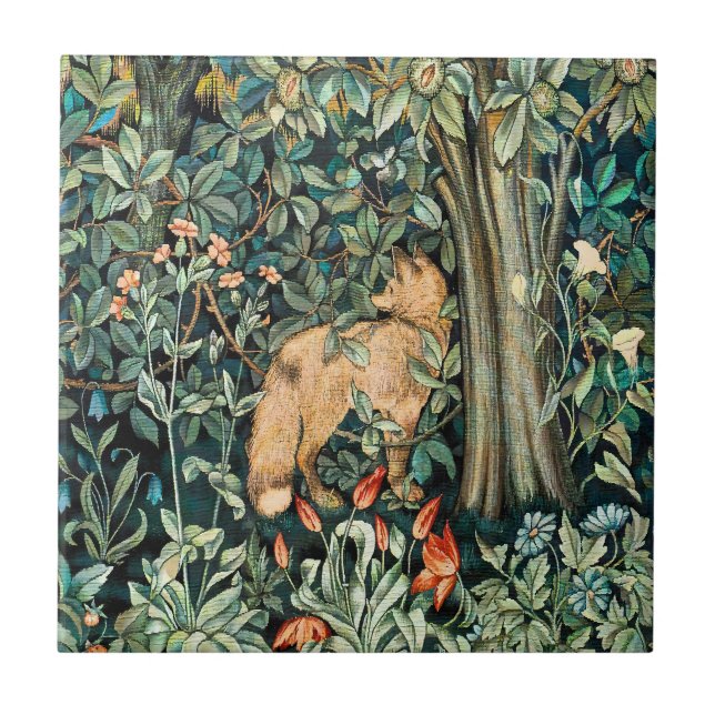William Morris Antik-Fuchs-Wald-Teppich-Kunst Fliese (Vorderseite)