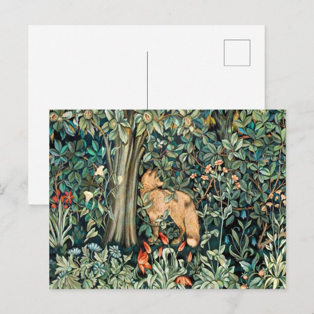 William Morris Antik-Fuchs-Wald-Teppich-Kunst Postkarte (Vorne/Hinten)