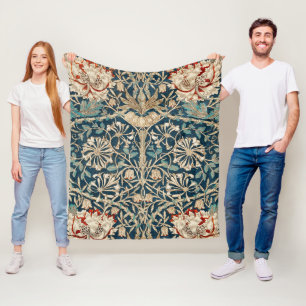 William Morris Antike Geißblatt-Blumen Fleecedecke