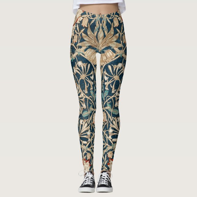 William Morris Antike Geißblatt-Blumen Leggings (Vorderseite)