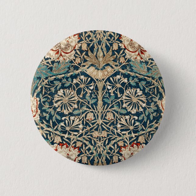 William Morris Antike Geißblatt Blumenmuster Button (Vorderseite)