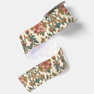 William Morris Antike rosa Rosen Blumenmuster Satinband
