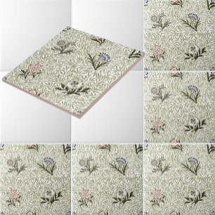 William Morris Antikes Blumenmuster mit Puderfinis Fliese