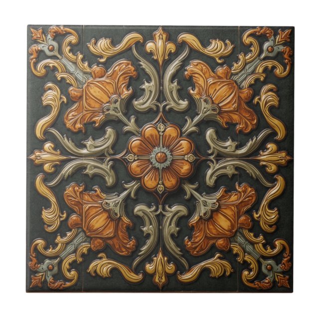 William Morris Antikes Geißblatt-Blumenmuster Fliese (Vorderseite)