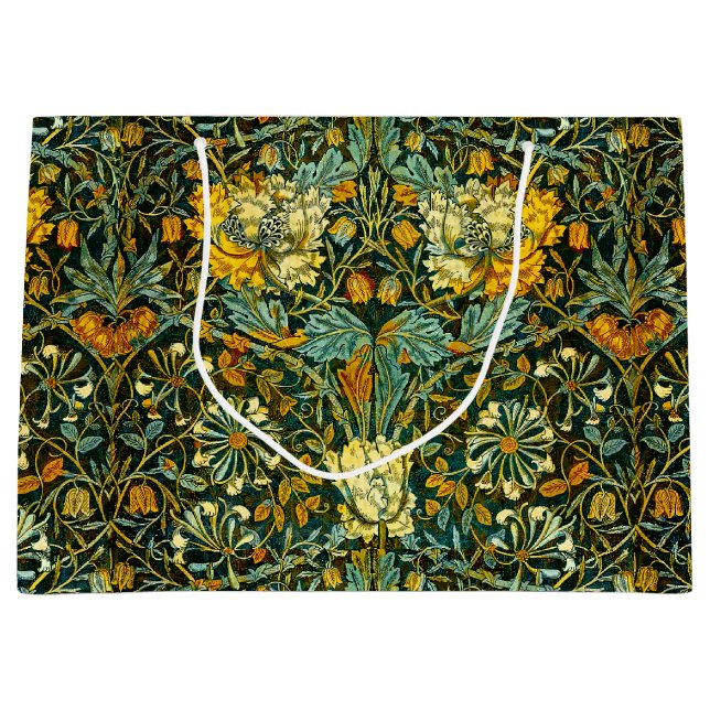 William Morris Antikes Geißblatt Blumenmuster Große Geschenktüte (Vorderseite)