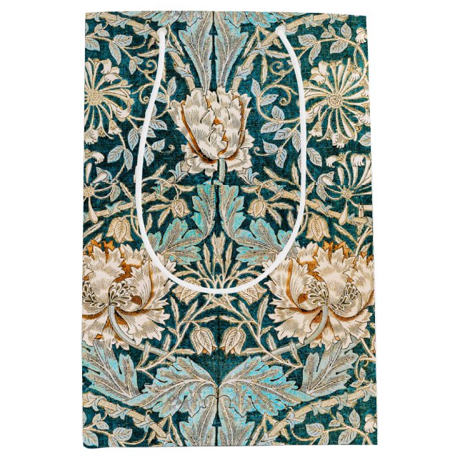 William Morris Antikes Geißblatt-Blumenmuster Mittlere Geschenktüte (Vorderseite)