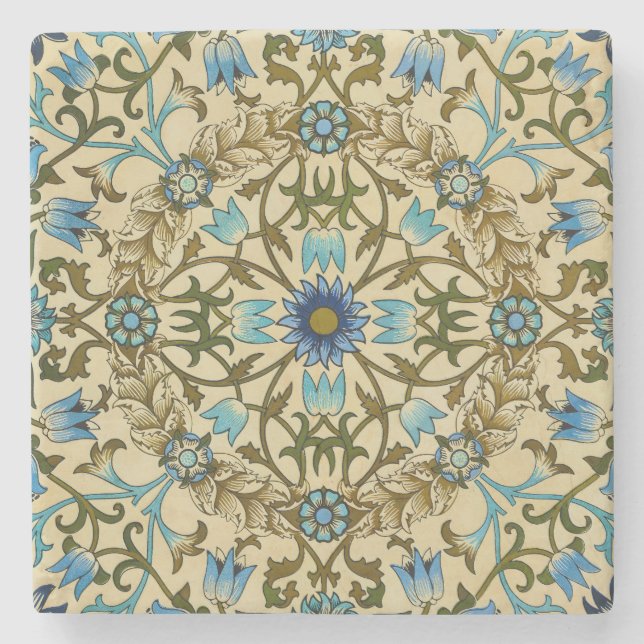William Morris - Antique 1873 Vine & Blume Muster Steinuntersetzer (Vorderseite)
