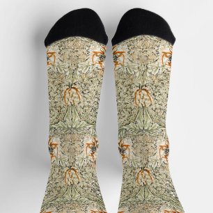 William Morris Antique Honeysuckle Floral Classic Socken
