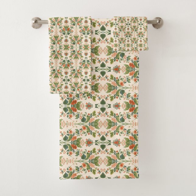 William Morris Antique Honeysuckle Floral Pattern Badhandtuch Set (Insitu)