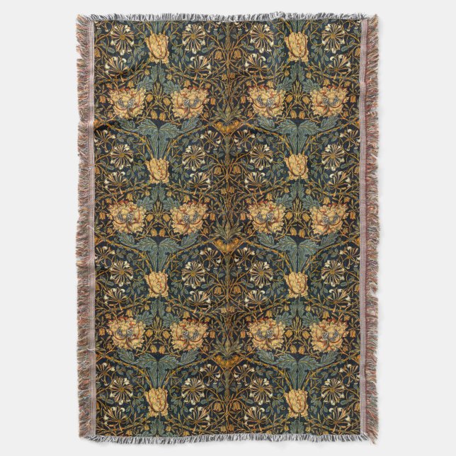 William Morris Antique Honeysuckle Floral Pattern Decke (Vorderseite Vertikal)