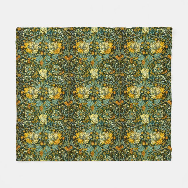 William Morris Antique Honeysuckle Floral Pattern Fleecedecke (Vorderseite (Horizontal))