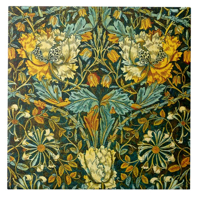 William Morris Antique Honeysuckle Floral Pattern Fliese (Vorderseite)