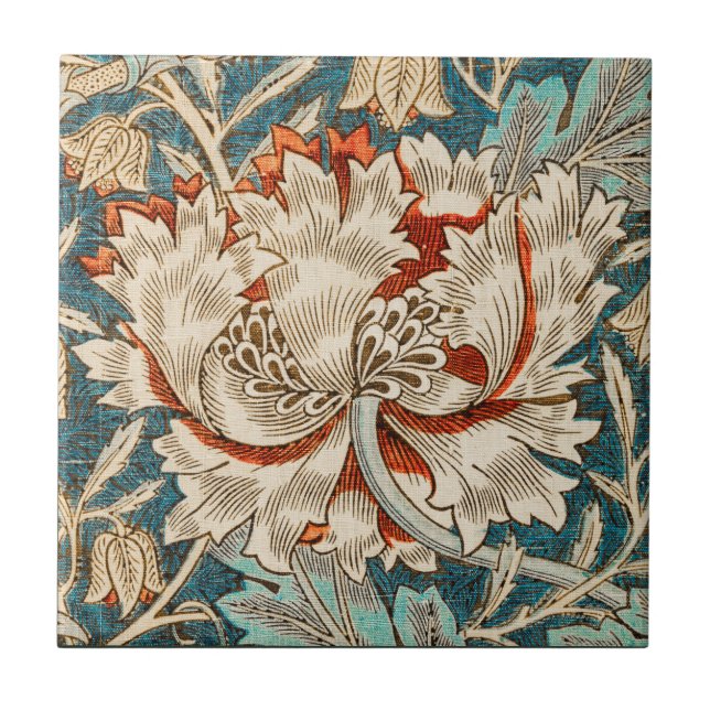 William Morris Antique Honeysuckle Floral Pattern Fliese (Vorderseite)