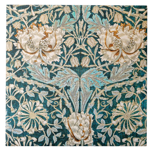 William Morris Antique Honeysuckle Floral Pattern Fliese (Vorderseite)
