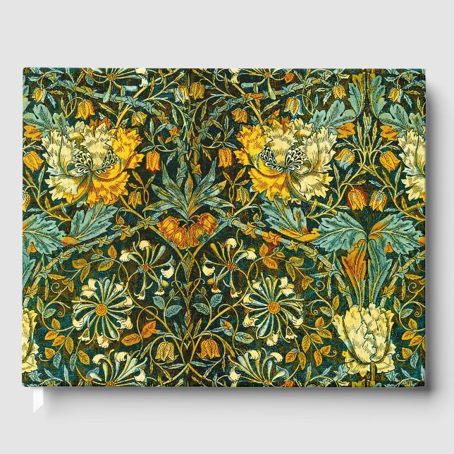 William Morris Antique Honeysuckle Floral Pattern Gästebuch (Vorderseite)