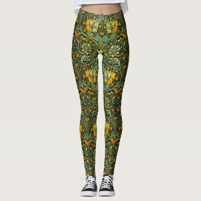 William Morris Antique Honeysuckle Floral Pattern Leggings (Vorderseite)