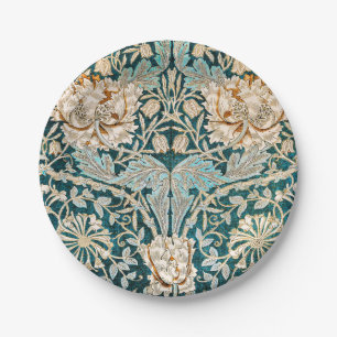 William Morris Antique Honeysuckle Floral Pattern Pappteller