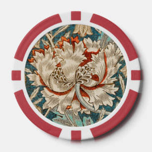 William Morris Antique Honeysuckle Floral Pattern Pokerchips