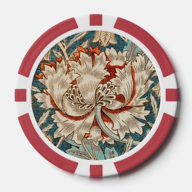 William Morris Antique Honeysuckle Floral Pattern Pokerchips (Vorderseite)
