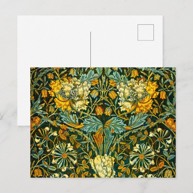 William Morris Antique Honeysuckle Floral Pattern Postkarte (Vorne/Hinten)