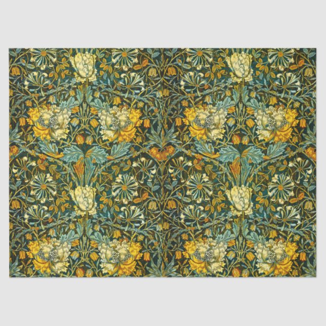 William Morris Antique Honeysuckle Floral Pattern Seidenpapier (Vorderseite)