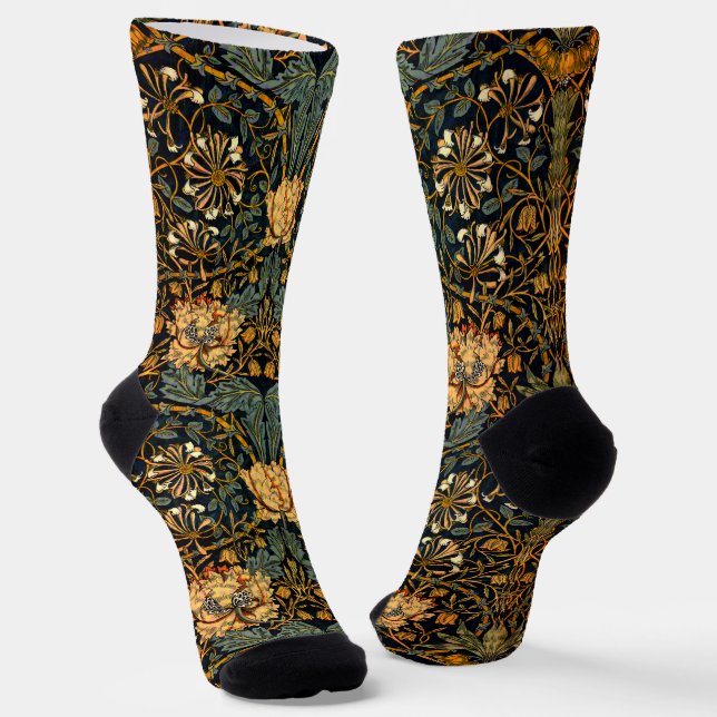 William Morris Antique Honeysuckle Floral Pattern Socken (Gewinkelt)