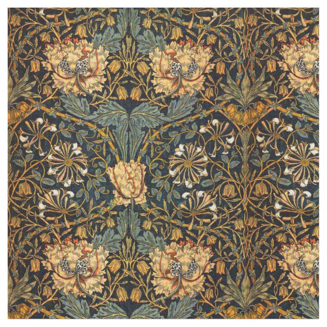 William Morris Antique Honeysuckle Floral Pattern Stoff (Nahaufnahme)