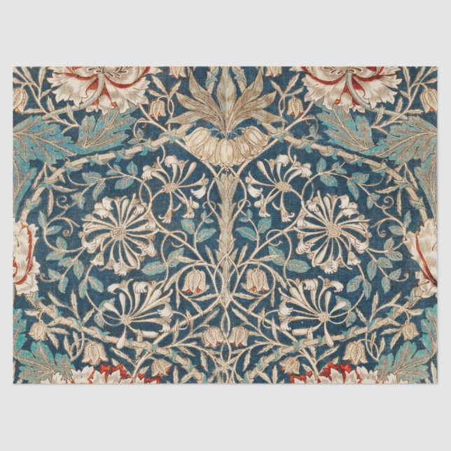 William Morris Antique Honeysuckle Floral Seidenpapier (Vorderseite)