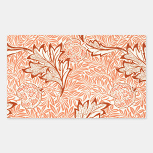 William Morris Apfel Vintage-Botanikmuster Rechteckiger Aufkleber