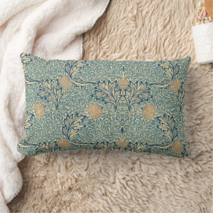 William Morris Apfel Vintage Grün Blaues Laub Lendenkissen