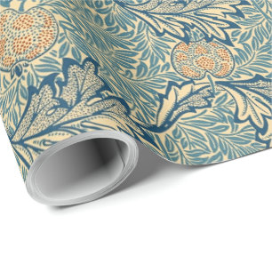 William Morris Apfel Vintage Grün Blaues Laubwerk Geschenkpapier