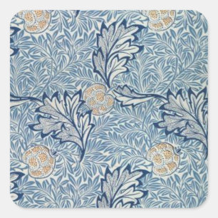 William Morris Apple Blume Floral Design Quadratischer Aufkleber