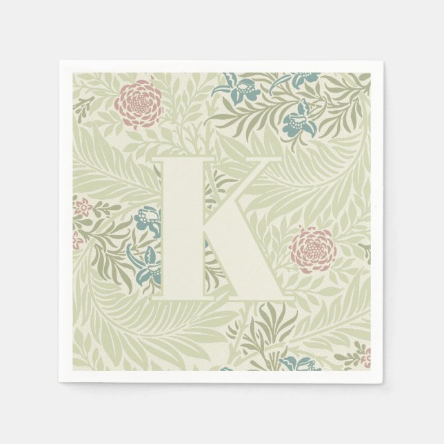 William Morris Aquamarin Blue & Pink Larkspur Must Serviette (Vorderseite)