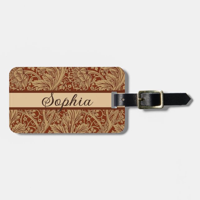 William Morris Arcadia Floral Garden Blume Gepäckanhänger (Vorderseite horizontal)