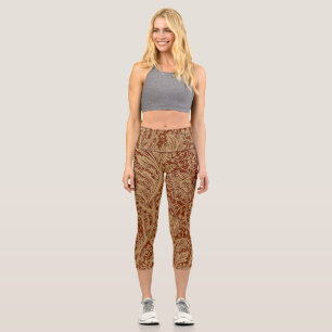 William Morris Arcadia Floral Garden Flower Klassi Capri Leggings