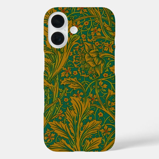 William Morris Arcadia Floral Pattern Green Golden Case-Mate iPhone Hülle (Rückseite)