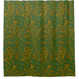 William Morris Arcadia Floral Pattern Green Golden Duschvorhang